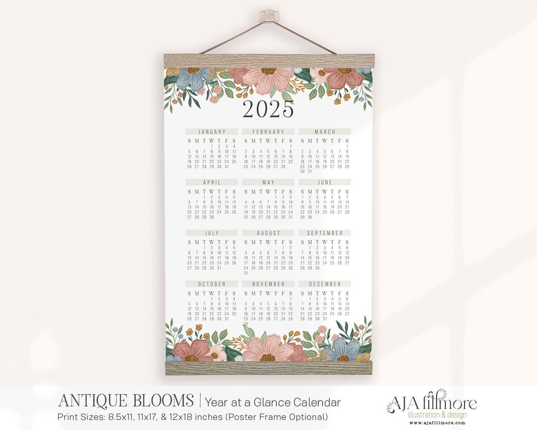 2025 Year at a Glance Calendar Year at a Glance Calendar Makes a Great