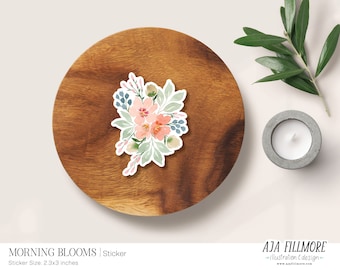 Flower Sticker | Watercolor Floral Sticker, floral Sticker, Laptop Sticker, Waterproof Sticker, watercolor flowers sticker, vinyl sticker