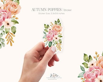 Flower Sticker | Watercolor Floral Sticker, floral Sticker, Laptop Sticker, Waterproof Sticker, water bottle flower sticker, vinyl sticker