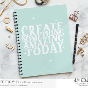 Create Notebook, Spiral Notebook, Dot Grid Notebook, Letter Sized Notebook, Inspirational Notebook, Notebook, Journal, Gift for Her, Create