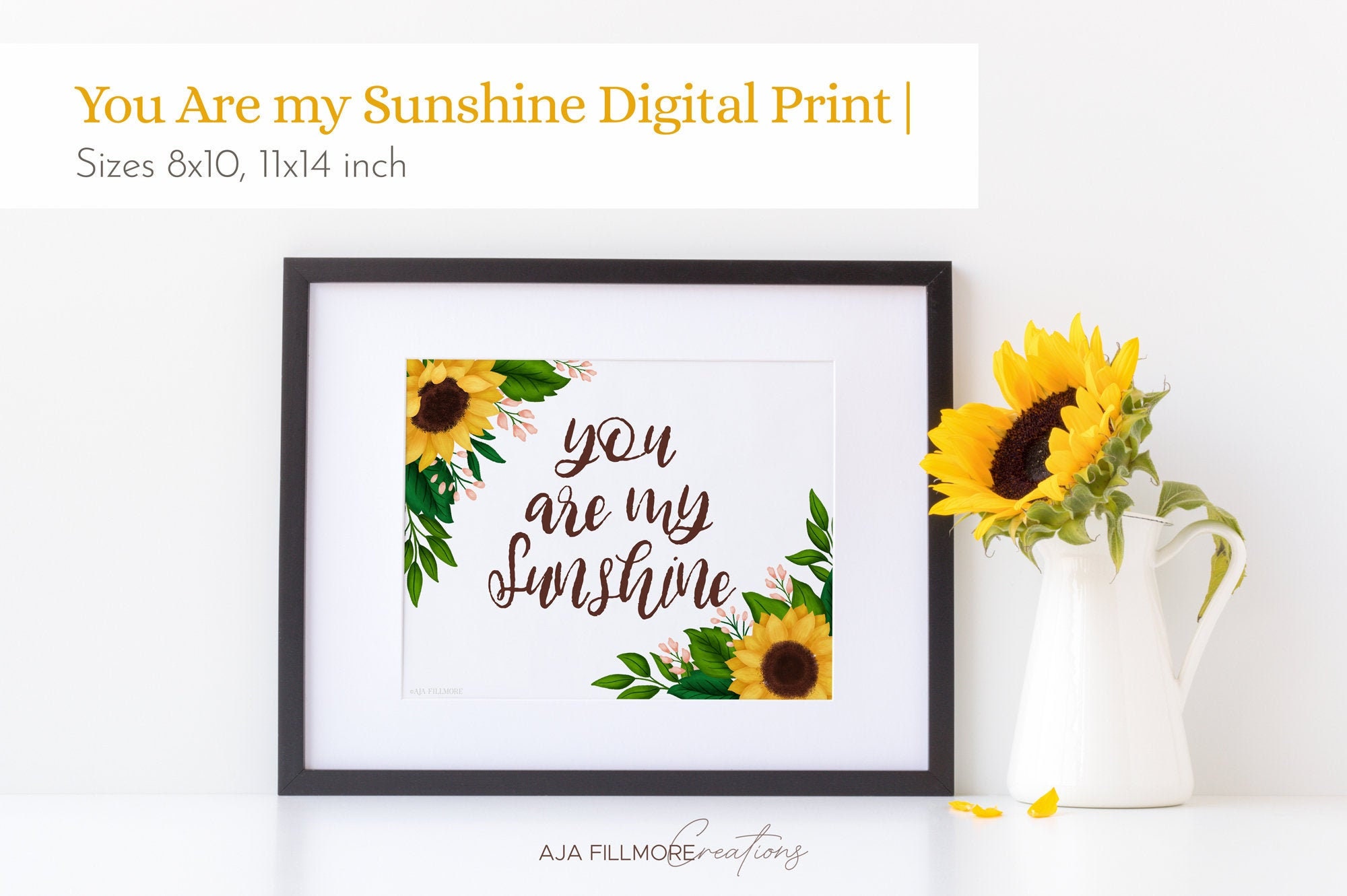 Sunflower Digital Print You are my Sunshine Poster Sunflower | Etsy