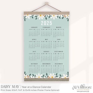 2025 Year at a glance calendar | year at a glance calendar makes a great gift for the home, yearly calendar, wall calendar, 2025 calendar