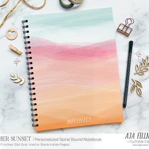 Personalized Notebooks for women, Personalized Notebooks Spiral, Dot Grid Notebook Spiral, Personalized Notebook Journal for Girls, Notebook