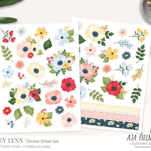 Sticker Sheet, Flower Sticker Sheet | Bullet Journal Stickers, Planner Stickers, Scrapbook Sticker, Floral Sticker Sheet, Flower Stickers