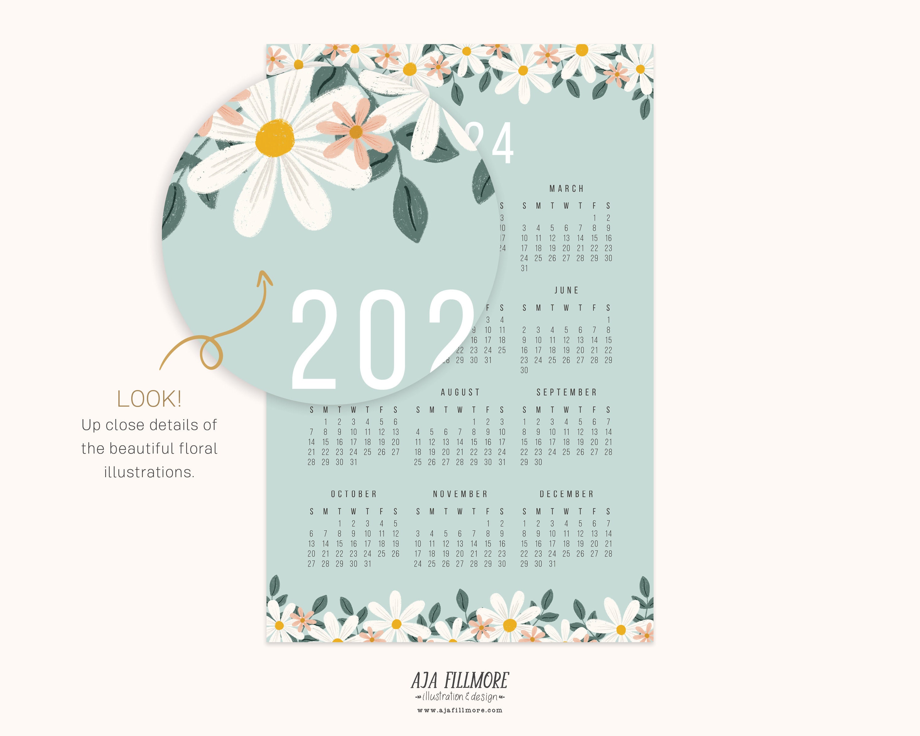 Year at a Glance Calendar 2024 Calendar Wall Calendar 2024 Etsy UK