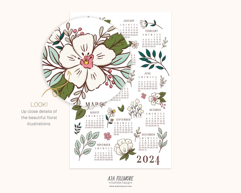 Year at a Glance Calendar 2024 Calendar Wall Calendar 2024 - Etsy