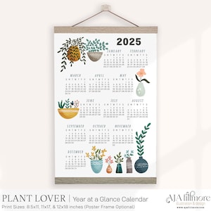 2025 Year at a glance calendar | year at a glance calendar makes a great gift for the home, yearly calendar, wall calendar, 2025 calendar