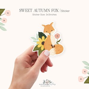Fox Sticker | Fox Floral Sticker, Cute Fox Sticker, Laptop Sticker, Waterproof Sticker, Water Bottle Fox Sticker, Vinyl Sticker, 3in Sticker