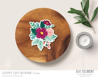 Flower Sticker | Floral Sticker, flower Stickers, Laptop Sticker, Waterproof Sticker, vinyl flowers sticker, vinyl sticker, flower decal
