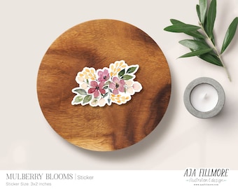 Flower Sticker | Watercolor Floral Sticker, floral Sticker, Laptop Sticker, Waterproof Sticker, watercolor flowers sticker, vinyl sticker