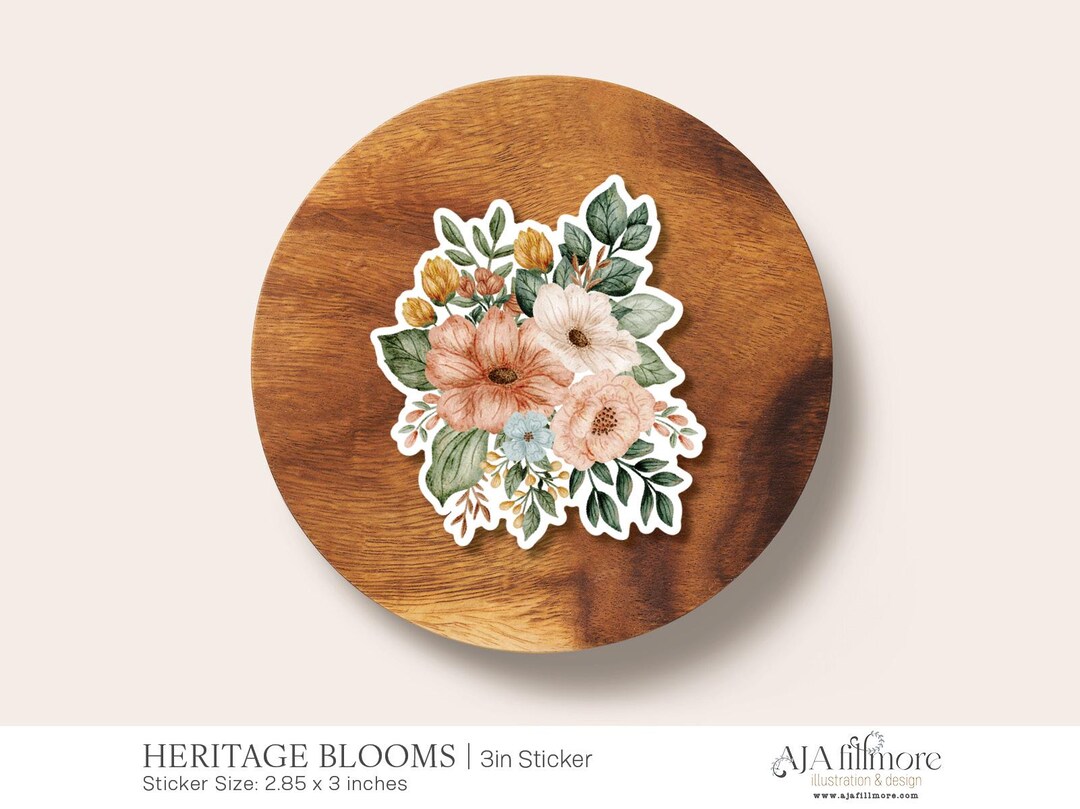 Floavour Poster Sticker Vintage Floral Bouquet Sticker | Floral Sticker, Water Bottle Sticker ...