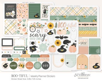 Halloween Weekly Planner Stickers, Fall Stickers, Halloween Planner Stickers, Planner Stickers, Fall Scrapbook Stickers, Journal Stickers