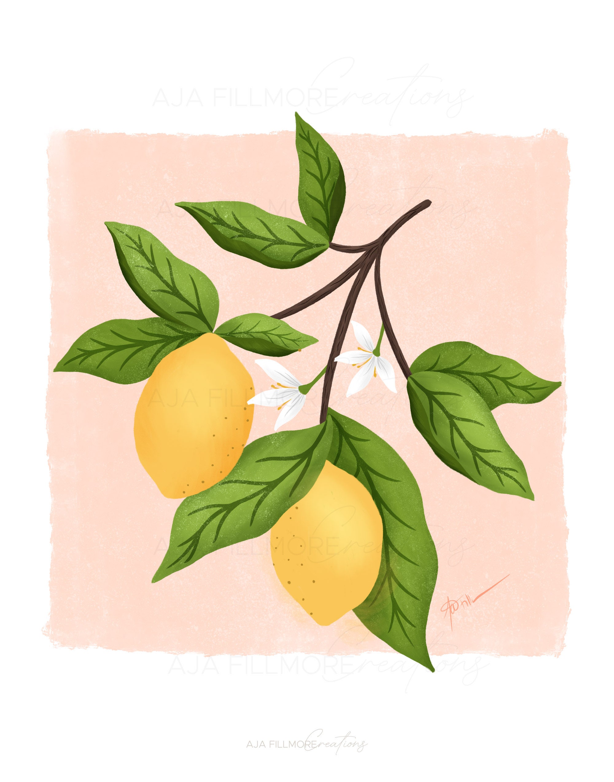 Lemon Digital Print, Lemon Illustration, Lemon Wall Decor, Lemon Home ...