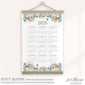 2025 Year at a glance calendar | year at a glance calendar makes a great gift for the home, yearly calendar, wall calendar, 2025 calendar