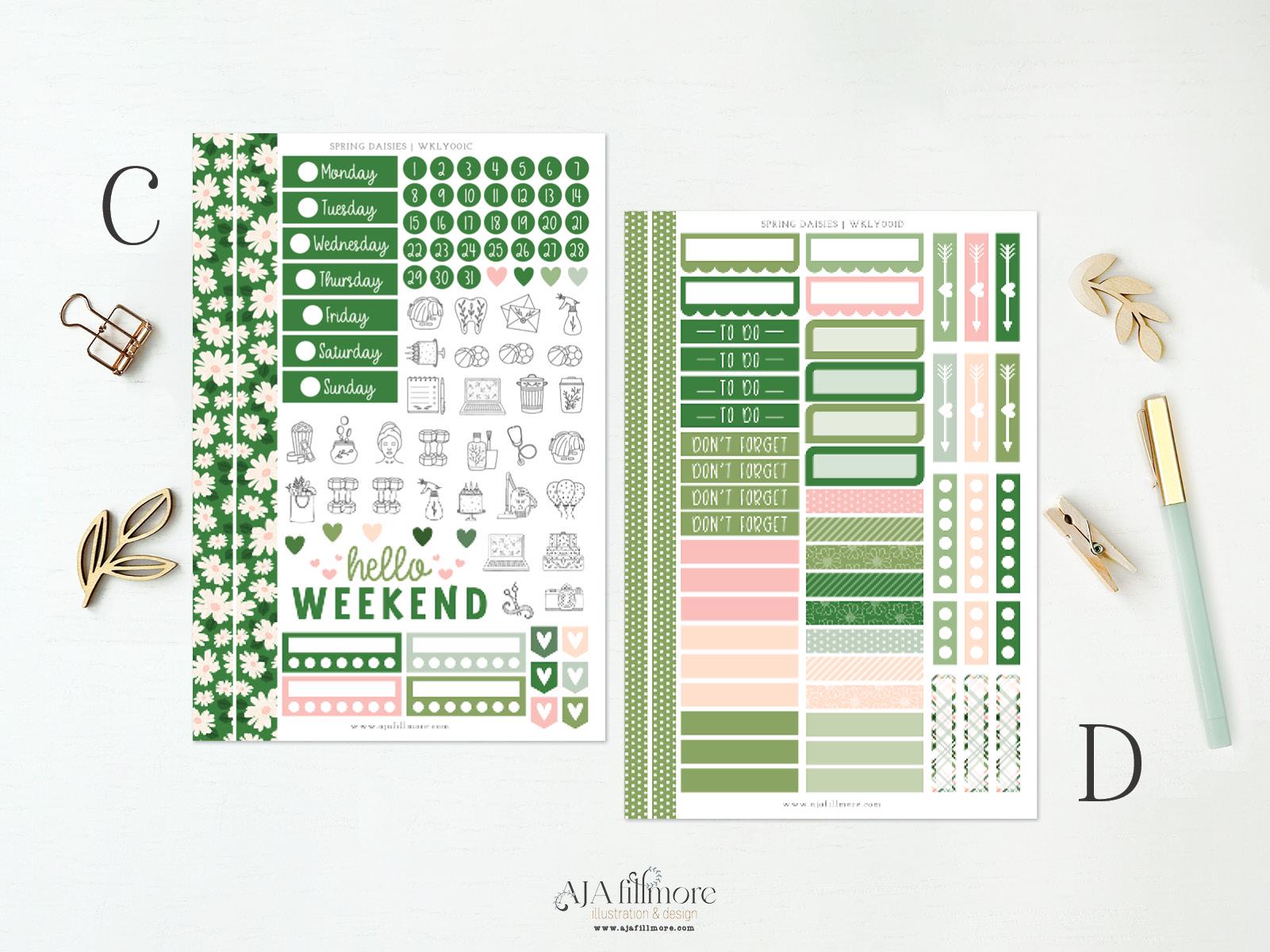 Floral Weekly Planner Stickers, Floral Stickers, Weekly Kit Planner ...