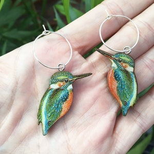 Kingfisher earrings OR Kingfisher necklace, bird lover gift