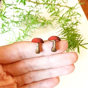Tiny mushroom earrings, foraging gift