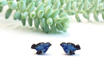 Bluebird stud earrings, tiny bird earrings