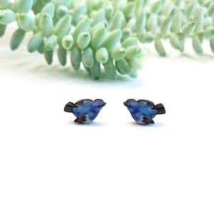 Bluebird stud earrings, tiny bird earrings