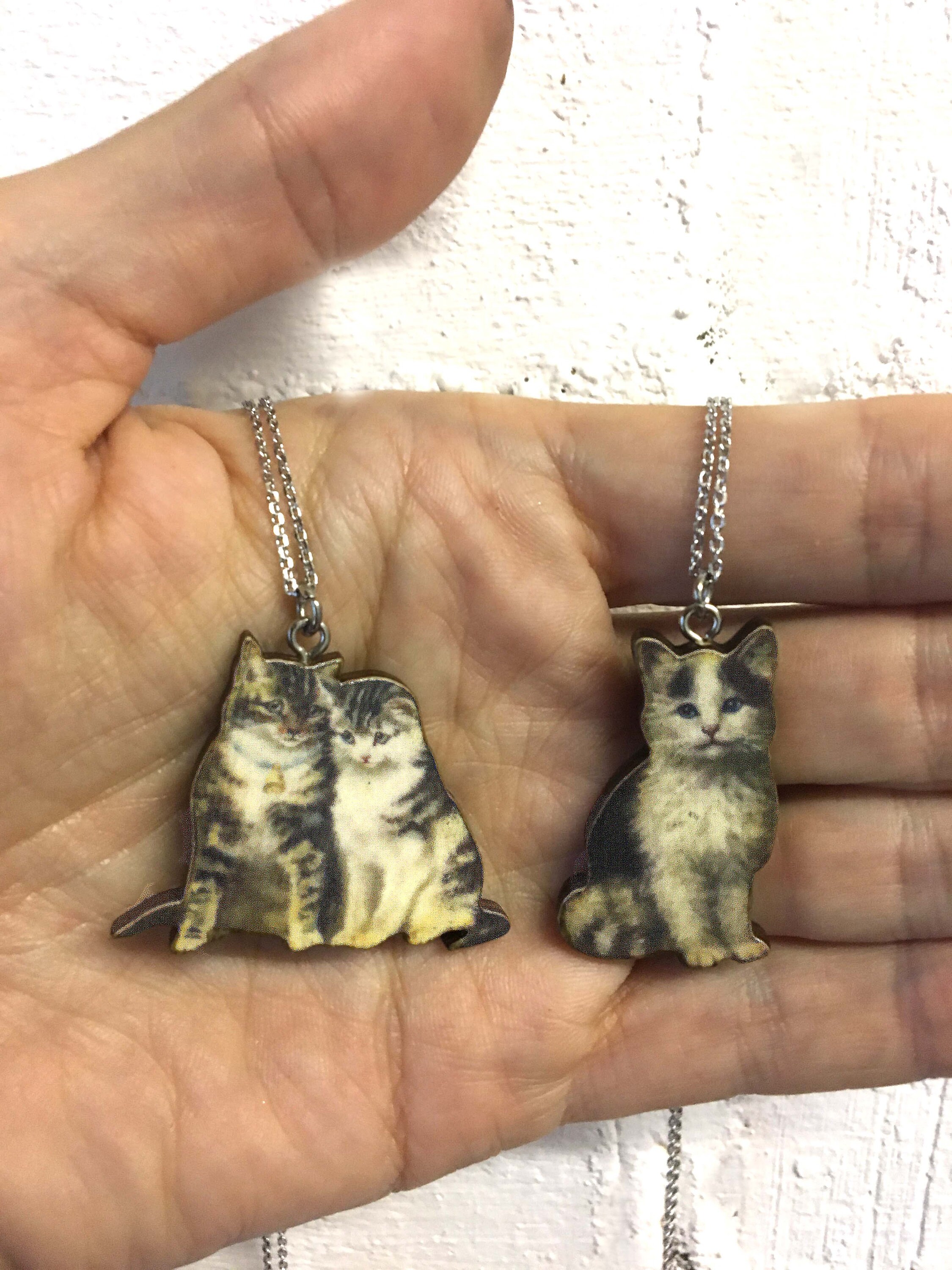 Kitten necklace small cat necklace Etsy