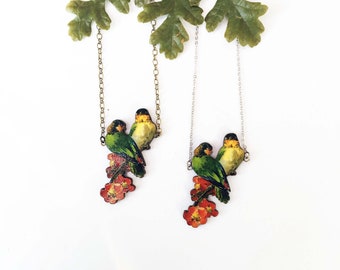 Bird statement necklace, bird lovers jewelry