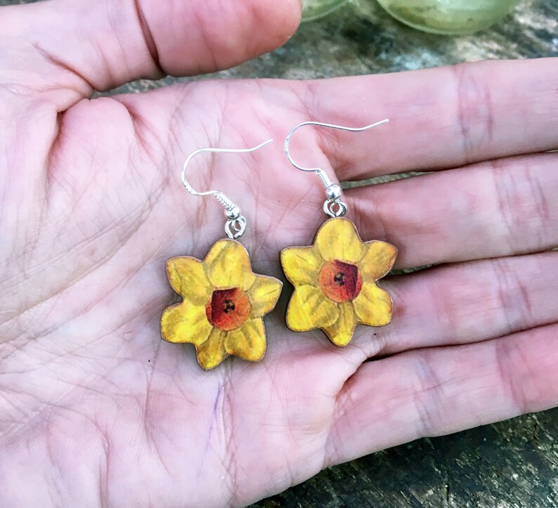 Daffodil Jewellery Flower Hoop Earrings Etsy