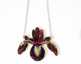 Purple Iris pendant necklace
