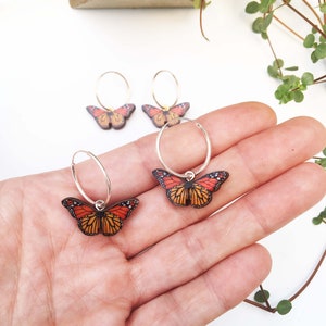 Monarch butterfly hoop earrings