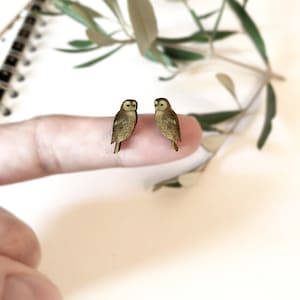 Little Tawny Owl earrings, brown owl studs