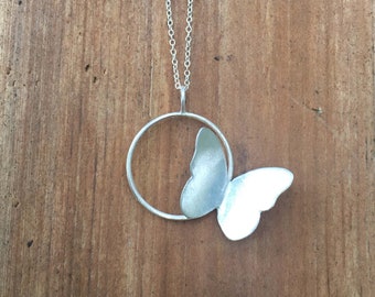 Eco sterling silver butterfly necklace