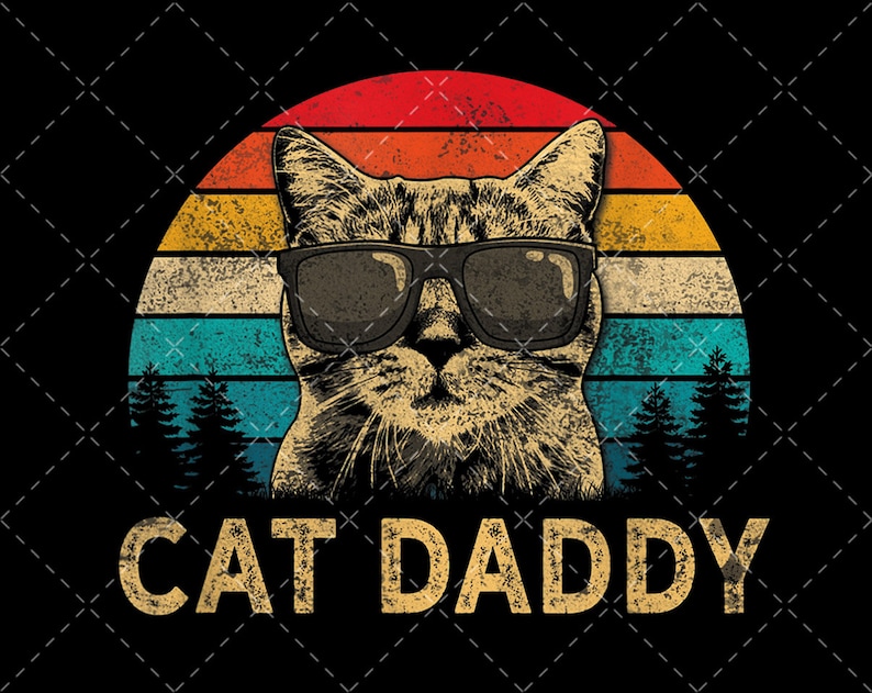 Mens Vintage Cat Daddy Funny Cat Lover Cat Dad Fathers png Etsy