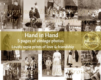 VINTAGE Photo Digital Download HAND in HAND | Friendship Image | Printable Vintage Photos | Junk Journal Printable Ephemera