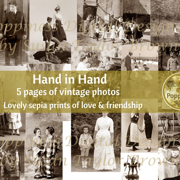 VINTAGE Photo Digital Download HAND in HAND | Friendship Image | Printable Vintage Photos | Junk Journal Printable Ephemera