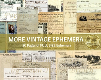 MORE VINTAGE EPHEMERA  | Printable Digital Kit Full Size Antique Ephemera for Junk Journals