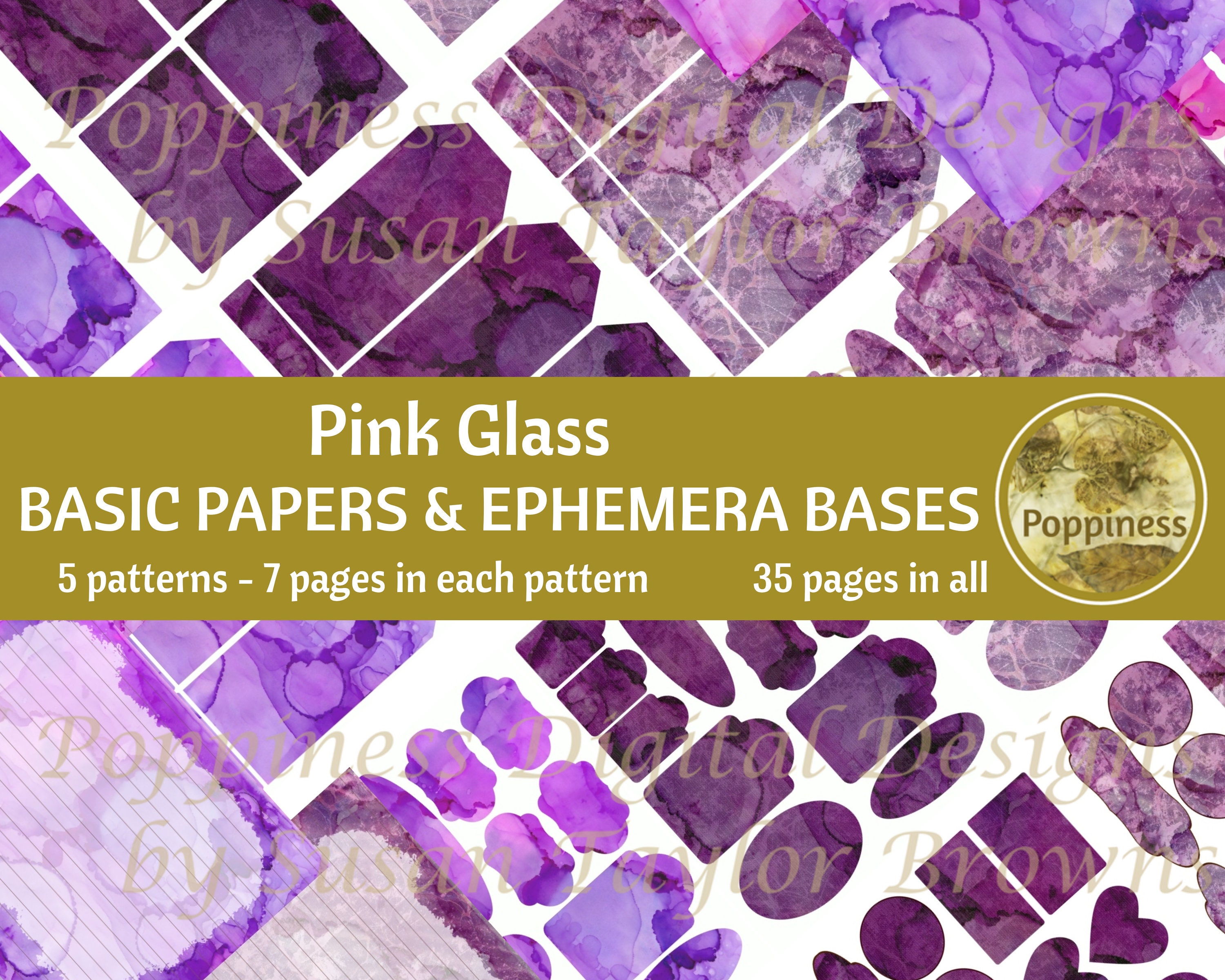 PINK PURPLE Printable Paper Pack Background Ephemera Bases Lined Paper Collage Sheet Junk Journal 35 Pages Instant Download