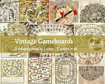 VINTAGE GAMEBOARDS Printable EPHEMERA for Junk Journal Pages