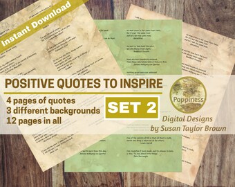 Printable Quotes about POSITIVE THINKING, Digital Collage Sheet Junk Journals (SET 2)