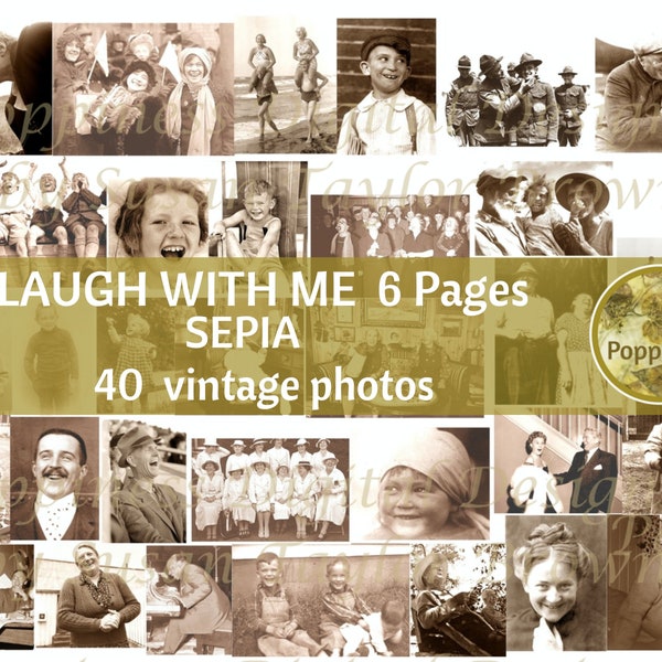 Vintage Photo Digital Download LAUGH WITH ME |  Junk Journal Printable Ephemera