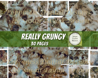 Grungy Digitable Paper Pack, Printable Journal Pages, Decorative Paper, Steampunk Rust