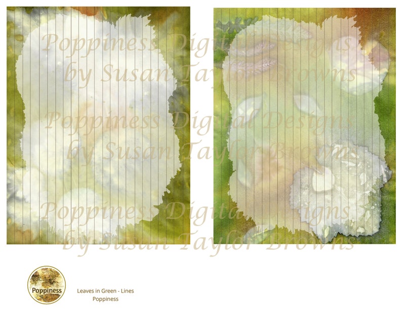 GREEN LEAVES LINED Paper Printable Paper Pack Junk Journal Paper ...