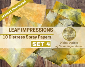 Leaf Impressions Digital Paper Download Collage Sheet Junk Journals (SET 4)