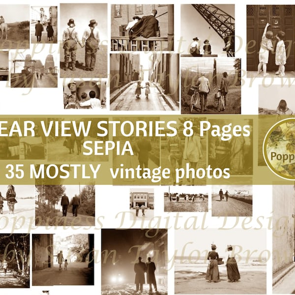 SEPIA PHOTOS DIGITAL! Rear View Stories | Digital Collage Sheet l Junk Journal Ephemera