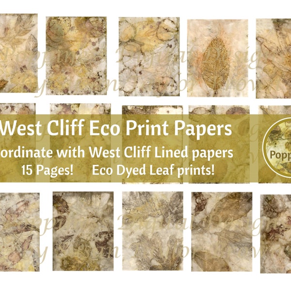 ECO DYED DIGITAL | Eco Print Junk Journal Pages (West Cliff) Has matching lined paper