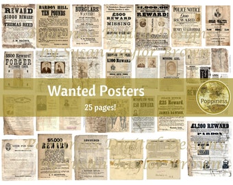 WANTED POSTERS | VINTAGE Printable Ephemera for Junk Journals