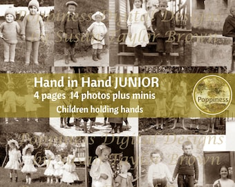 VINTAGE Photo Digital Download Hand in Hand JUNIOR | Children Holding Hands | Printable Vintage Photos | Junk Journal Printable Ephemera