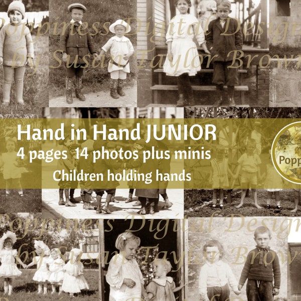 VINTAGE Photo Digital Download Hand in Hand JUNIOR | Children Holding Hands | Printable Vintage Photos | Junk Journal Printable Ephemera