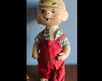 Vintage DENNIS THE MENACE Doll, Swivel Head, Plastic, Soft