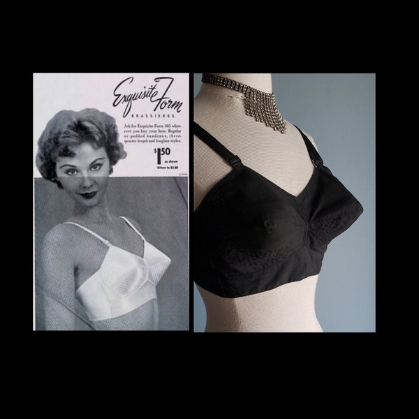 Vintage Exquisite form black bullet bra. 34C and up.