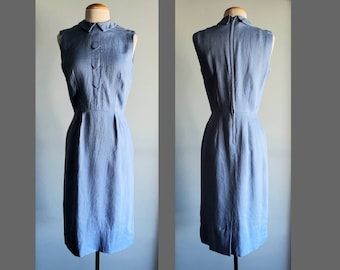 1950s cornflower blue Henry Rosenfeld linen dress.