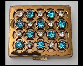 Vintage Gourielli goldtone with rhinestones compact/mirror.